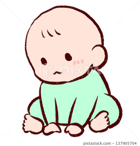 A simple illustration of a baby sitting leaning forward. A simple illustration of a baby sitting leaning forward. 137905704