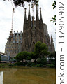 Barcelona, Spain, August 30, 2017: Sagrada Familia under construction with crane 137905902