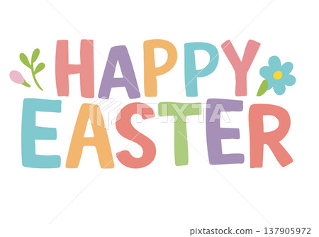 Bright Happy Easter lettering design 137905972
