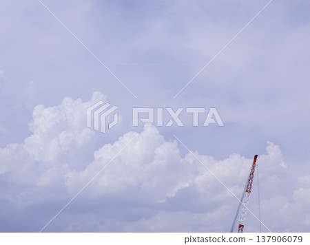 Summer blue sky and a crane Summer blue sky and a crane 137906079