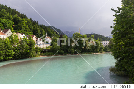 Beautiful view of the lake and mountains in Bavaria, Germany Beautiful view of the lake and mountains in Bavaria, Germany 137906516