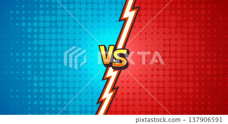 Comic Versus Vector Background. Versus Battle Screen. Versus vs Arena Split. Blue Red Halftone Divider. Game Competition Banner Template, Dynamic Fighting Poster Backdrop Comic Versus Vector Background. Versus Battle Screen. Versus vs Arena Split. Blue Red Halftone Divider. Game Competition Banner Template, Dynamic Fighting Poster Backdrop 137906591
