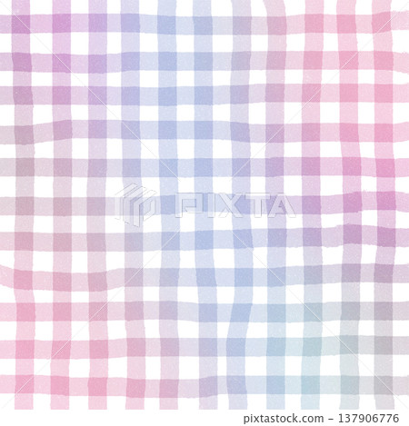 Pink Purple Gradient Plaid Gingham Madras Check Hand Drawn Background Pattern Overlay 137906776