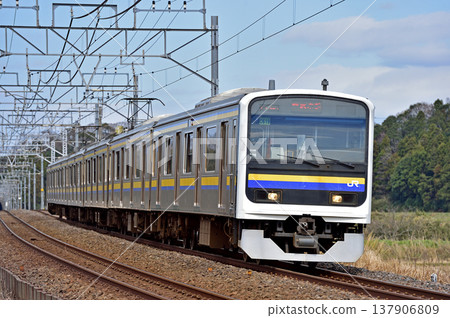 JR East 209 series C619 (Makuhari) on the Sobu Main Line between Sakura and Monoi JR East 209 series C619 (Makuhari) on the Sobu Main Line between Sakura and Monoi 137906809