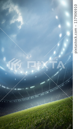 Angled view of football stadium. 137906910