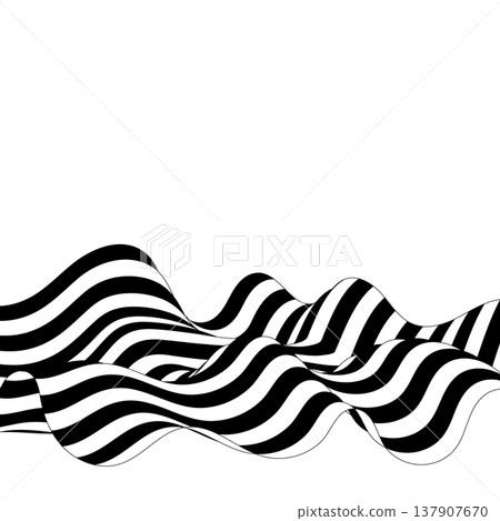 Abstract black and white wavy lines with optical illusion effect, dynamic vector background in minimalist style for design. Eps 10 Abstract black and white wavy lines with optical illusion effect, dynamic vector background in minimalist style for design. Eps 10 137907670