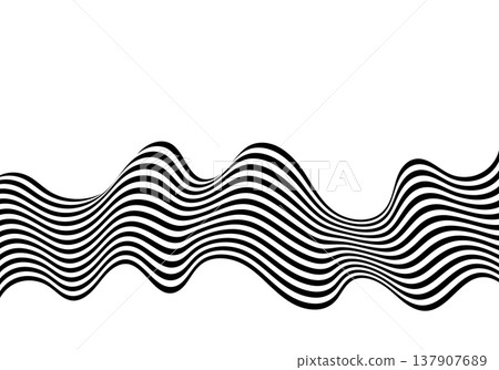 Monochrome geometric illusion of ribbon movement with a rhythmic black and white pattern. Eps 10 137907689
