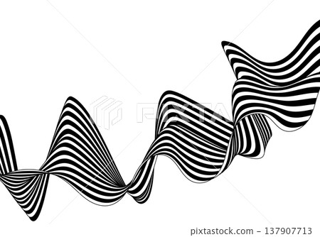 Elegant black and white striped ribbon winding freely in space creating a complex dynamic composition on white background. Eps 10 Elegant black and white striped ribbon winding freely in space creating a complex dynamic composition on white background. Eps 10 137907713