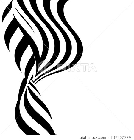 Vertical black and white wave with ribbon twisting effect and optical illusion on a clean white background. Eps 10 Vertical black and white wave with ribbon twisting effect and optical illusion on a clean white background. Eps 10 137907729