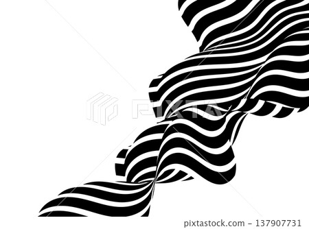 Dynamic linear object in monochrome style: black and white wave with 3d volume effect. Eps 10 Dynamic linear object in monochrome style: black and white wave with 3d volume effect. Eps 10 137907731
