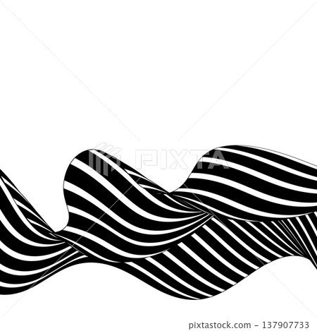 Stylized black and white wave with space deformation effect and a high level of contrast. Eps 10 Stylized black and white wave with space deformation effect and a high level of contrast. Eps 10 137907733