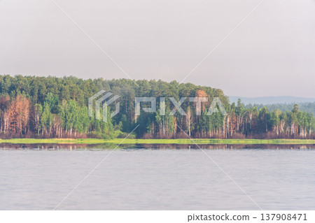 Blue lake with cloudy sky, natural background Blue lake with cloudy sky, natural background 137908471