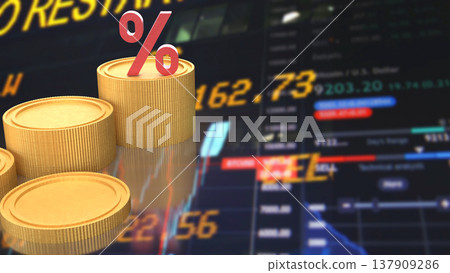 Financial Growth and Interest Rate Investment Market Concept 3d render. 137909286