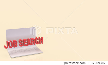 Job Search Text Emerging From Laptop Screen Online Career Recruitment Concept 3d render. 137909307