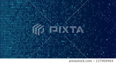 Monochrome Data Horizon - Artistic Binary Flow and Structured Logic Stream 137909464