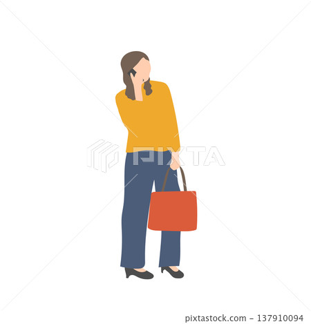 圖解：一位女士正在使用智慧型手機通話。 137910094