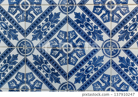 Beautiful Azulejos in Blue and White Showcasing Beautiful Azulejos in Blue and White Showcasing 137910247