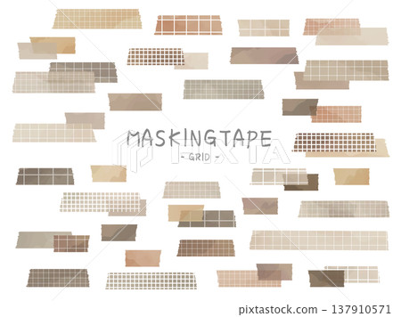 Natural color grid pattern masking tape material set 137910571