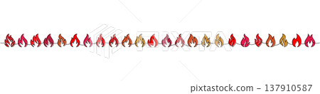 Seamless fires. Stylized flame border vector for modern design, posters, frames, invitations, and decor. 137910587