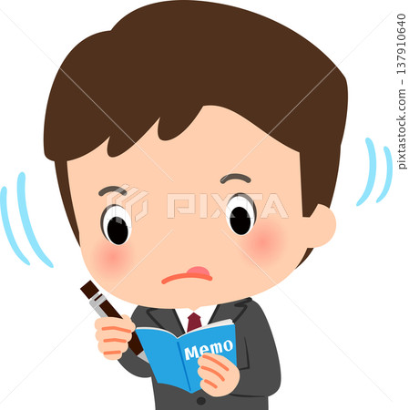 A young businessman nods and takes notes. A young businessman nods and takes notes. 137910640