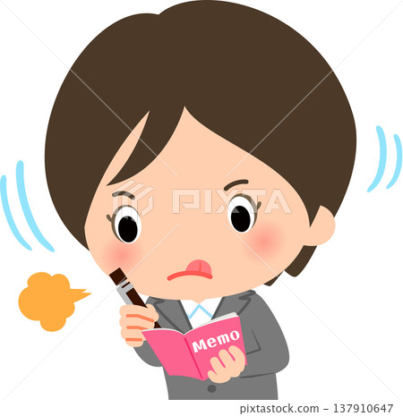 一位女商人正在認真地做筆記。 一位女商人正在認真地做筆記。 137910647