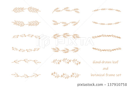 A set of hand-drawn botanical bracket-shaped frames. A set of hand-drawn botanical bracket-shaped frames. 137910758