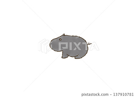 Animals, hippos, illustrations, amateurish but charming, surreal Animals, hippos, illustrations, amateurish but charming, surreal 137910781
