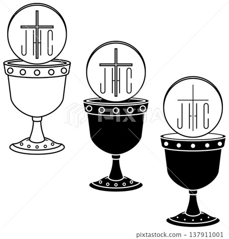 Linear silhouette of eucharistic cup Linear silhouette of eucharistic cup 137911001