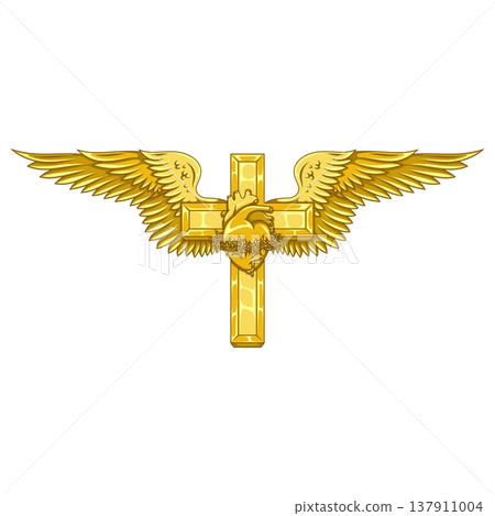 Sacred Winged Cross in Bright Gold Sacred Winged Cross in Bright Gold 137911004
