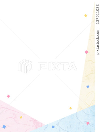 Japanese paper-style frame, Japanese-style background material, confetti decoration, vertical orientation Japanese paper-style frame, Japanese-style background material, confetti decoration, vertical orientation 137911028