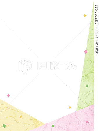 Japanese paper-style frame, Japanese-style background material, confetti decoration, vertical orientation 137911032