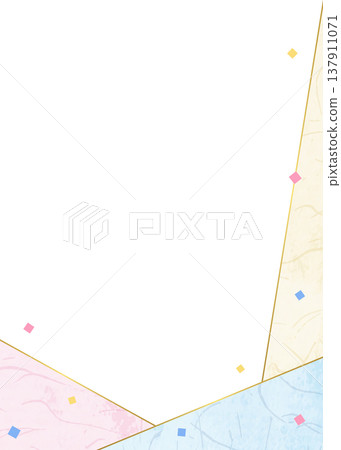 Japanese paper-style frame, Japanese-style background material, confetti decoration, vertical orientation 137911071