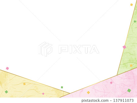 Japanese paper-style frame, Japanese-style background material, confetti decoration 137911073