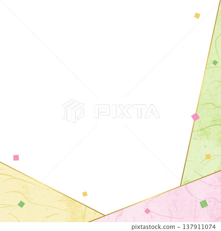 Japanese paper-style frame, Japanese-style background material, confetti decoration, square size 137911074