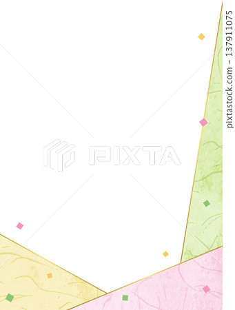 Japanese paper-style frame, Japanese-style background material, confetti decoration, vertical orientation 137911075