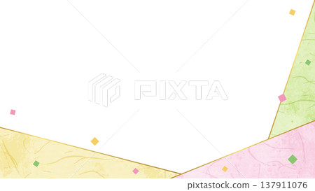 Japanese paper-style frame, Japanese-style background material, confetti decoration, 16:9 aspect ratio. 137911076