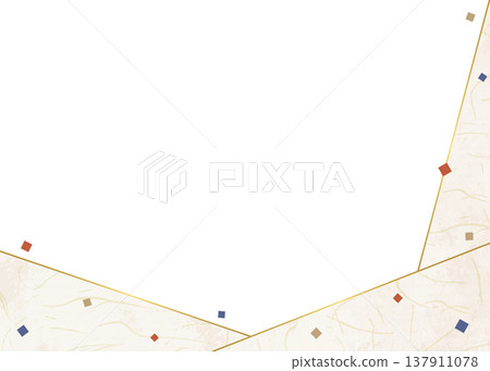 Japanese paper-style frame, Japanese-style background material, confetti decoration 137911078