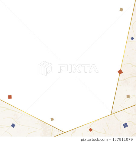 Japanese paper-style frame, Japanese-style background material, confetti decoration, square size 137911079