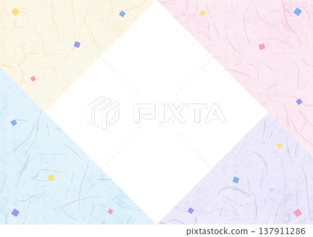 Japanese paper-style frame, Japanese-style background material, confetti decoration 137911286