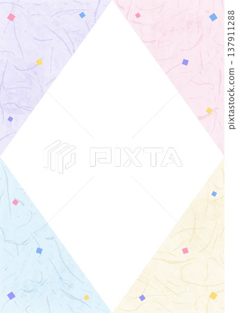 Japanese paper-style frame, Japanese-style background material, confetti decoration, vertical orientation Japanese paper-style frame, Japanese-style background material, confetti decoration, vertical orientation 137911288