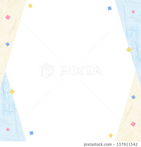 日式紙藝相框，日式背景布，彩紙屑裝飾，正方形 137911542