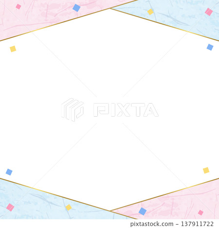 日式紙藝相框，日式背景布，彩紙屑裝飾，正方形 137911722
