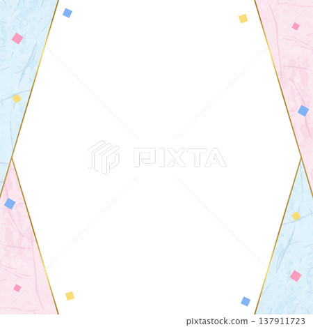 日式紙藝相框，日式背景布，彩紙屑裝飾，正方形 137911723