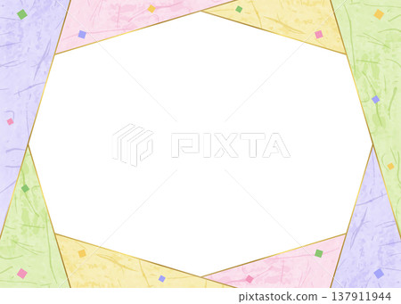 Japanese paper-style frame, Japanese-style background material, confetti decoration 137911944