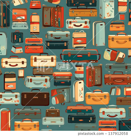 Vintage Suitcases Pattern Retro Travel Theme with Nostalgic Luggage Graphics,Seamless Design. Vintage Suitcases Pattern Retro Travel Theme with Nostalgic Luggage Graphics,Seamless Design. 137912058