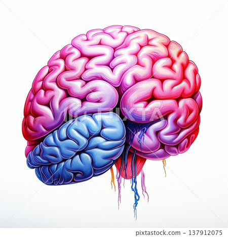 Human Brain Illustration Creative Concept for Neurology, Psychology and Mental Health, isolated Human Brain Illustration Creative Concept for Neurology, Psychology and Mental Health, isolated 137912075