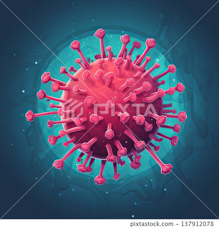 Detailed Artistic Rendering of a Coronavirus Particle on a Dark Blue Gradient Backdrop, 3D Model 137912078