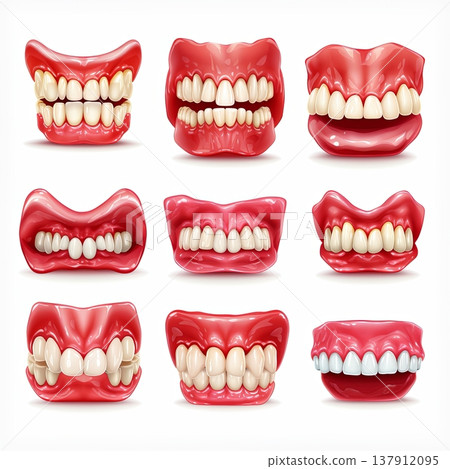 Realistic Dentures Set Dental Prosthetics for Senior Oral Health and Smile Restoration. Realistic Dentures Set Dental Prosthetics for Senior Oral Health and Smile Restoration. 137912095