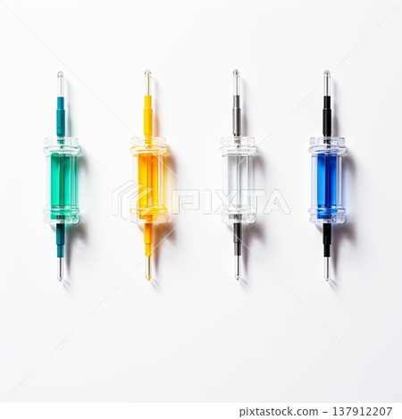 Colorful Glass Ampoules on White Modern Scientific Elements for Creative Medical Concepts Colorful Glass Ampoules on White Modern Scientific Elements for Creative Medical Concepts 137912207