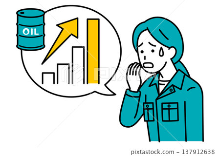 Female workers are upset by soaring crude oil prices. Female workers are upset by soaring crude oil prices. 137912638